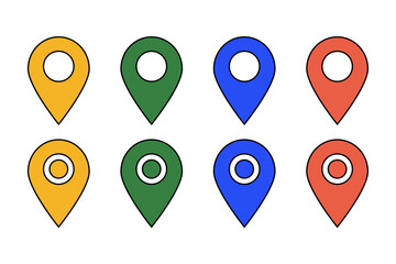 Colorful location marker navigation destination travel icons 