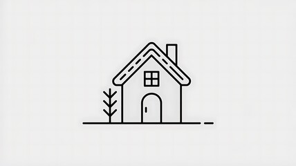 Minimalist Line Art House Icon Illustration Design