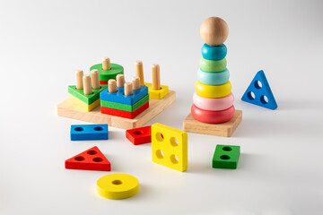 Colorful Wooden Educational Toys for Children Learning Shapes