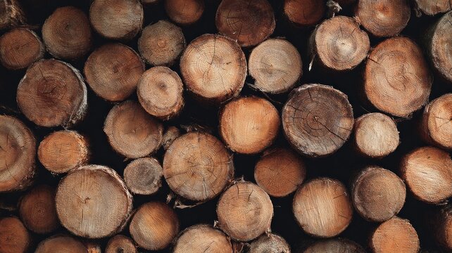 Stacked logs pattern with natural tones. Neural network AI generated