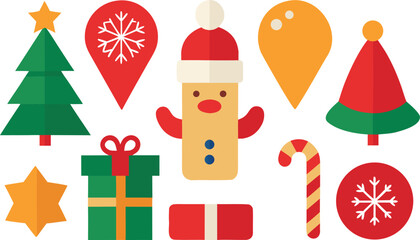 Festive christmas icons pack detailed vector illustration for holiday celebrations