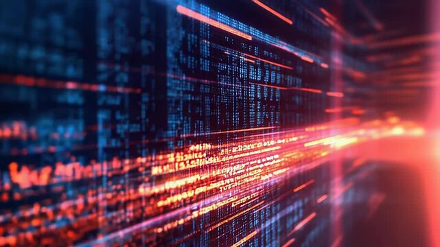 Futuristic digital data stream in motion