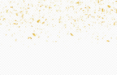 Glittering confetti on a transparent background. Gold confetti