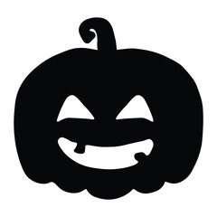 Halloween pumpkin silhouette vector icon of scary jack o lantern face isolated on white background