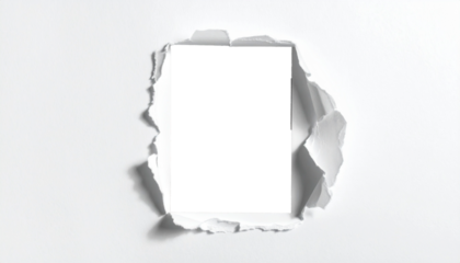 Marco fotográfico realista con textura de papel rasgado en los bordes, como si la foto estuviera rota a mano. El papel debe tener un aspecto fibroso, con sombras suaves en los bordes para dar volumen.