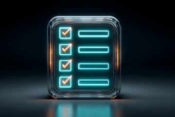 A neon green square with a check mark on it and a check mark on the right side