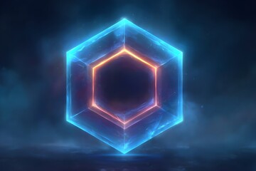 A blue cube with orange lines on it
