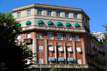 Obraz premium Residential buildings along via Monte Bianco in Milan, Italy