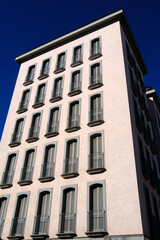Residential buildings along via Monte Rosa in Milan, Italy