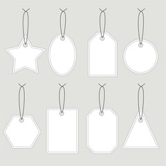 Collection of Various Blank Hanging Tags for Gift Wrapping and Labeling Purposes