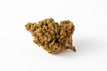 Close-Up of Natural Cannabis Bud on White Background