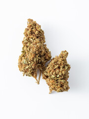 Close-up of Cannabis Buds on White Background for Natural Health Use