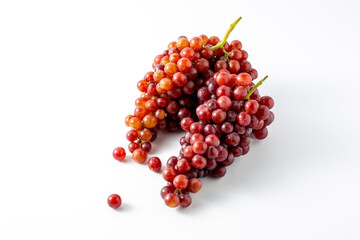 Fresh Red Grapes on White Background, Healthy Snack and Fruit