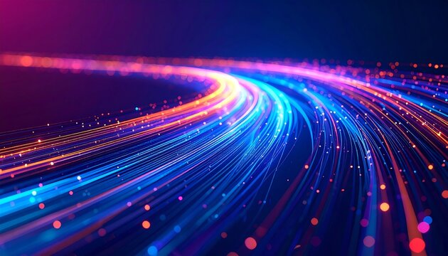 Abstract vibrant glowing lines swirling in a circle