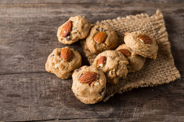 Freshly Baked Almond Cookies on Rustic Wooden Table Surface 70 Characters