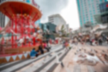 Obraz premium A blurry abstract background of a shopping mall in Shenzhen, China, with bokeh effects.