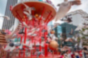 Abstract blurred bokeh background of a shopping mall in Shenzhen, China.