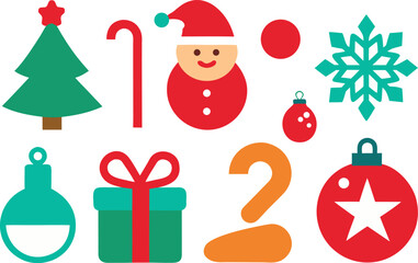 Festive christmas icons pack vector illustration for holiday design projects