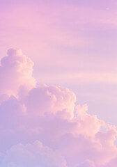 Obraz premium Dreamy pastel clouds in pink and lavender sky background, 4K vertical phone wallpaper