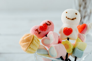 Colorful Marshmallow Treats with Heart Shapes and Cute Designs