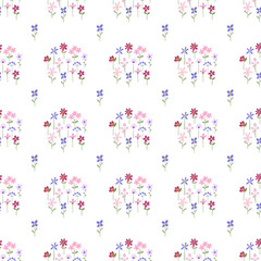 Seamless floral pattern minimalist repeating background with watercolor flowers. Fabric wallpaper print texture. Perfectly for backdrop, wrapped paper, linen.