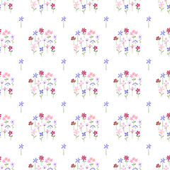 Seamless floral pattern minimalist repeating background with watercolor flowers. Fabric wallpaper print texture. Perfectly for backdrop, wrapped paper, linen.