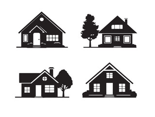 Minimalist House Silhouette Icons For Architectural Concepts