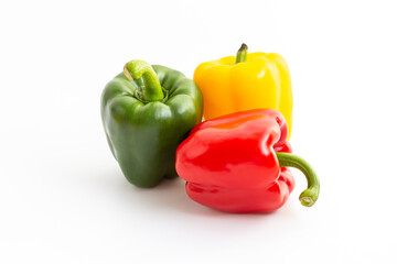 Fresh Colorful Bell Peppers on a White Background for Cooking Use