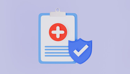 Fototapeta premium Clipboard sheet of paper document medical report icon, Health insurance concept
