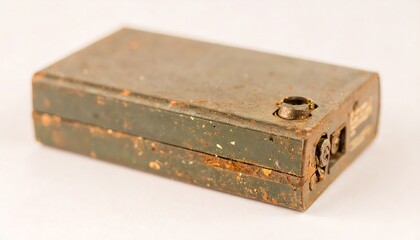 Rusty, aged, rectangular metal box