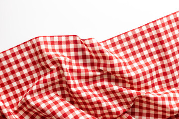 Red and White Checkered Fabric with Wrinkles and Texture Detail