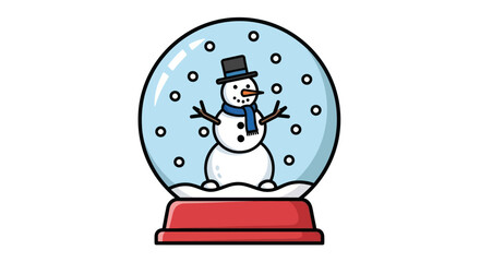 Festive Snowman Inside a Classic Snow Globe with Falling Snowflakes.