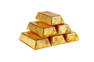 Gold bars stacked in a pyramid shape on a black background