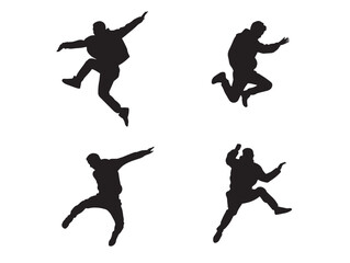 Energetic Jumping Person Silhouette Icons For Sporty Artwork