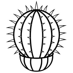 Barrel Cactus One Line Drawing Vector