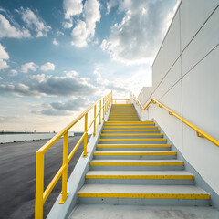concrete outdoor steps with bright sunlight