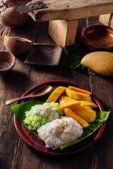 Delicious Dessert with Sticky Rice, Mango and Coconut Cream Sauce