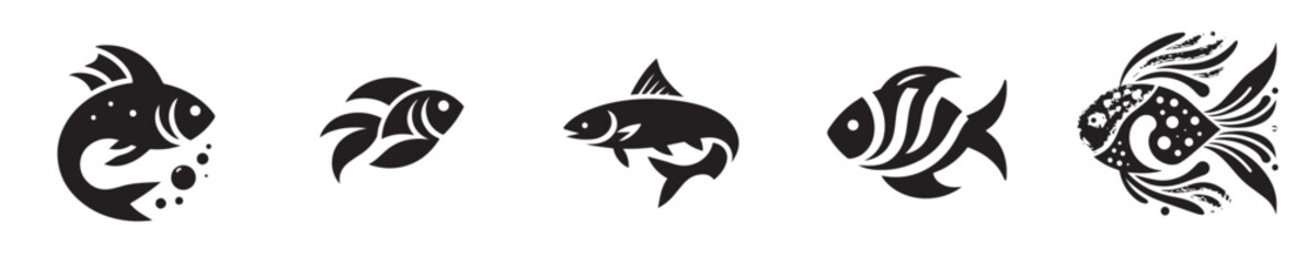 Fish silhouettes. Vector, illustration, icon set
