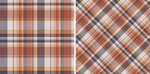 Textile fabric seamless of tartan check plaid with a background vector texture pattern. Set in fall colors. Chic home decor ideas.