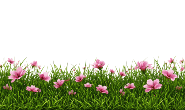 Pink flowers in a grassy border
