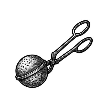 black and white tea infuser tongs clip art preview