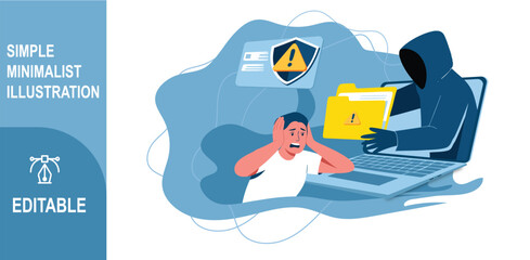 Cybersecurity Threat Illustration – Hacker Stealing Data and Online Security Risk