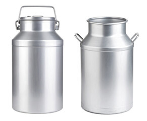 a closed and open milk can isolated on white background