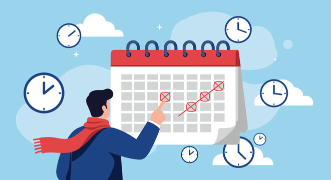 Calendar Schedule and Time Management Planning System Vector Illustration