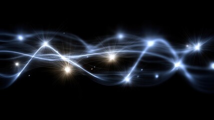 Fototapeta premium Dynamic light waves abstract art digital illustration dark background close-up view visual energy concept