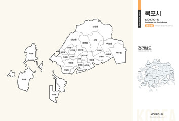 전라남도 목포시 행정동 윤곽선 지도