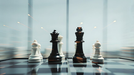 King chess pieces leadership strategy competition a Teamwork concept