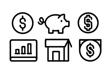 Finance and investment line icons for design