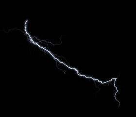 A dynamic lightning bolt strikes diagonally across a dark background, illuminating the void with electric energy.