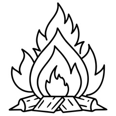 Campfire Outline Minimal Line Art Vector